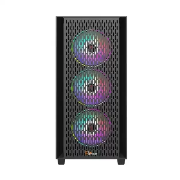PC Power Flow Dark Mesh Mid Tower ATX Gaming Casing wit...